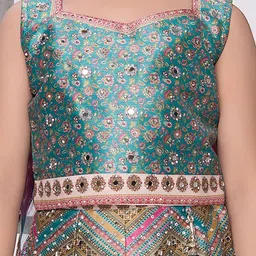 JAY NAGNATH FAB Girls Printed Mirror Work Ready to Wear Lehenga & Blouse With Dupatta image 4