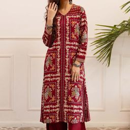 KALINI Floral Printed Regular Sequinned Kurta With Palazzos-image-34