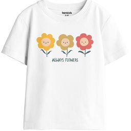 BonOrganik Girls Floral Printed Drop-Shoulder Sleeves Oversized Cotton T-shirt-picture-29