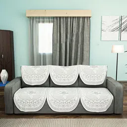 Aura Cream-Coloured 6 Pieces Cotton Sofa Covers-image-88