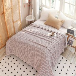 JC HOME Brown & White Geometric AC Room 300 GSM Double Bed Quilt-image-65
