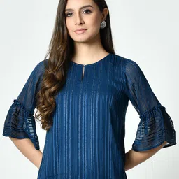 ALL WAYS YOU Women Self Design Keyhole Neck Chiffon Top-picture-39