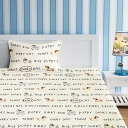 URBAN DREAM White & Black Typography 210 TC Single Bedsheet with 1 Pillow Covers-image-88