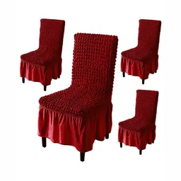HOKIPO Red 4 Pieces Textured Stretchable Chair Covers-0