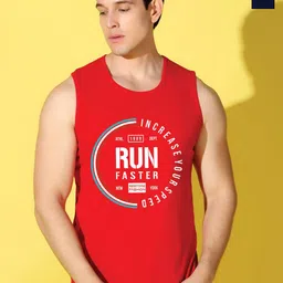 WOOSTRO Pack Of 2 Printed Combed Cotton Gym Vests VWS26(RUN RED)(98 NAVY)-48