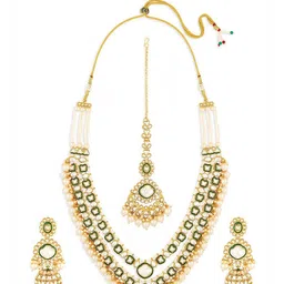 Zaveri Pearls Gold Plated Stones Studded & Beaded Jewellery Set-20