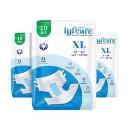 Lyfcare Unisex Set Of 3 Adult Classic Tape Diapers - XL 10Pcs Each-8
