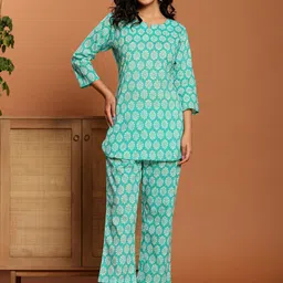 Rouhab Printed Pure Cotton Top With Trouser Co-Ords-picture-58