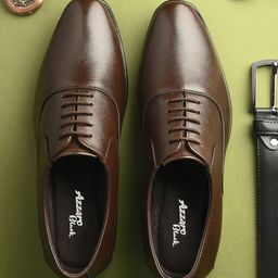 Azzaro Black Men Genuine Leather Formal Derby Shoes-image-11