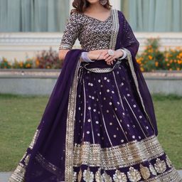 NEEL ART Embroidered Sequinned Semi-Stitched Lehenga & Unstitched Blouse With Dupatta-image-9