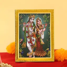 Art Street Maroon & Green Divine Sri Radha & Krishna Religious Wooden Wall Art-image-13