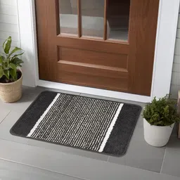 Kuber Industries 4 Pcs Dark Grey & Black Anti-Skid Door Mats-image-74