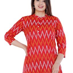NNAVDHA Tribal Print Mandarin Collar Cotton Top-image-74