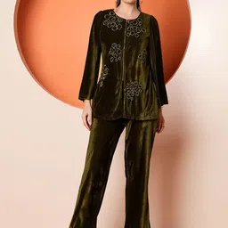 Antheaa Embellished Velvet Top & Trouser Co-Ords-image-40