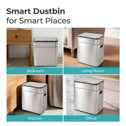 The Better Home Stainless Steel Sensor Dual Compartment Dustbin With Lid26 L image 3