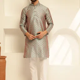 SOJANYA Men Regular Thread Work Kurta with Pyjamas-12