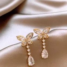 Anouk Gold Plated Artificial Stones Studded Quirky Korean Drop Earrings-40