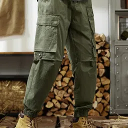 Mast & Harbour Men Relaxed Fit Mid-Rise Cotton Cargos Trousers-picture-48