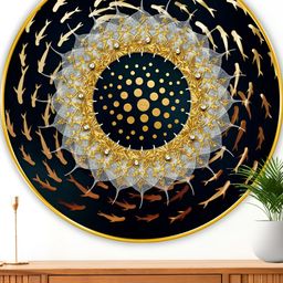 Myntra Elegant Homes Black & Gold-Toned Wood Abstract Wall Paintings-image-85