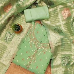 SHADOW & SAINING Floral Woven Design Beads and Stones Jacquard Unstitched Dress Material-image-48