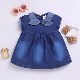 Here&Now X Denikid Girls Pure Cotton Peter Pan Collar Denim A-Line Dress-30