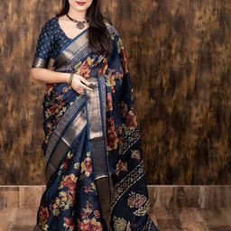 DIVASTRI Floral Printed Zari Saree-image-6