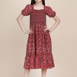 YK Puff Sleeve Crepe Fit & Flare Midi Dress-picture-49