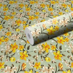 DeCorner Yellow & Beige Printed Self-Adhesive & Durable WallSticker-picture-45
