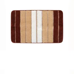 HOKIPO Brown & White Striped Microfibre 1800 GSM Anti-Skid Bath Rug-19