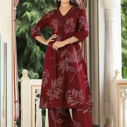 KALINI Women Floral Printed Regular Beads and Stones Kurta with Palazzos-25