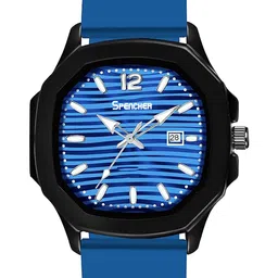 SPENCHER Men Brass Dial & Straps Analogue Multi Function Watch Vintage Black Square-12
