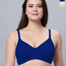 Eden Women Pack Of 2 Full Coverage Non-Wired Non Padded Cotton T-shirt Bra-picture-25