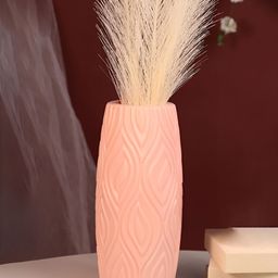 Art Street Peach-Colored Embossed Leaf Textured Flower Vase-image-3