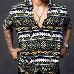 Metronaut Men Standard Regular Fit Spread Collar Abstract Printed Elastane Casual Shirt-image-77