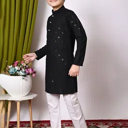 Cae Boys Embroidered Regular Sequinned Kurta with Pyjamas image 3