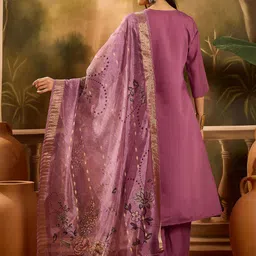 Stylum Women Floral Embroidered Kurta with Trousers & Dupatta image 2