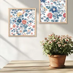 Kotart Brown & White 2 Pieces Wooden Floral and Botanical Wall Paintings-picture-37