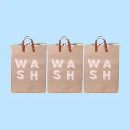 Stylista 3-Pcs Beige Printed Durable & Foldable Laundry Bag with Handle-8