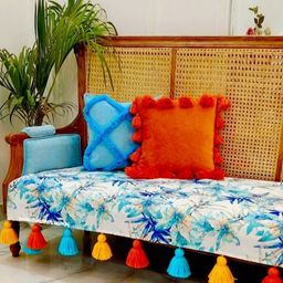 THROWPILLOW Blue & White Printed Polyester 1 Piece Sofa Cover-image-83