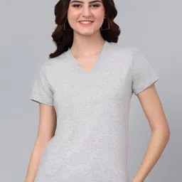 Dressitude Women V-Neck Pure Cotton T-shirt-image-55