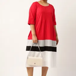 theRebelinme Women Colourblocked A-Line Midi Dress Plus Size-picture-50