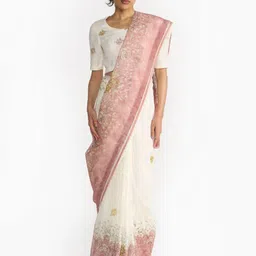all about you Floral Pure Linen Ikat Saree-image-76