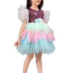 BAESD Flutter Sleeve Net Fit & Flare Dress image 1