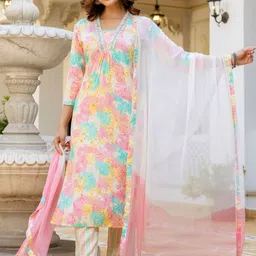 KALINI Women Ethnic Motifs Embroidered Regular Kurta & Palazzos & Dupatta-picture-39