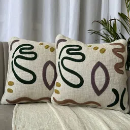 EXPORT HOUSE Off White & Black Set of 2 Square Cushion Covers-9
