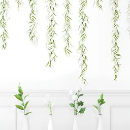 INDIAN ROYALS Green Dropping Willow Branch Leaves Self Adhesive Wall Sticker-image-42