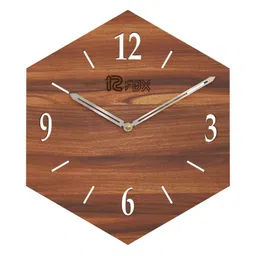 12 fox Brown Geometric Wooden Analogue Wall Clock-image-71