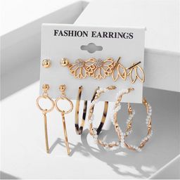 Shining Diva Fashion Set Of 6 Gold-Plated Artificial Stones Studded Floral Studs-16