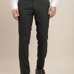Turtle Men Checked Tailored Slim Fit Formal Trousers-image-46