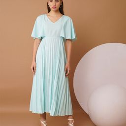 Chemistry V-Neck Flared Sleeve Crepe Fit and Flare Maxi Dress-image-53